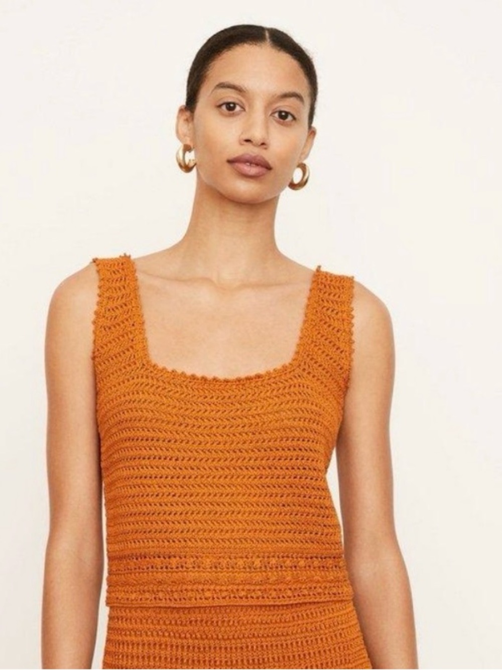 VINCE Crochet Knit Tank Top - Burnt Orange